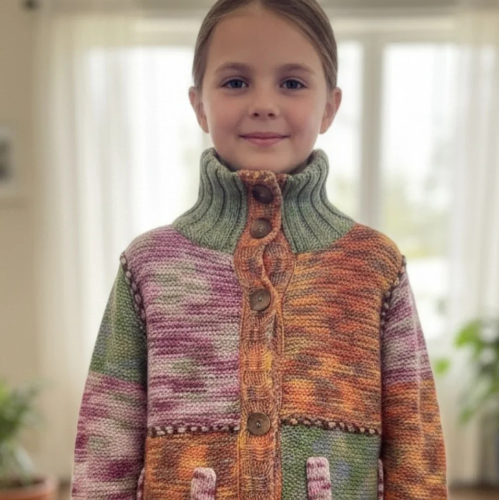 The Children's Place Girls' Multicolor Patchwork Style Knitted Cardigan
